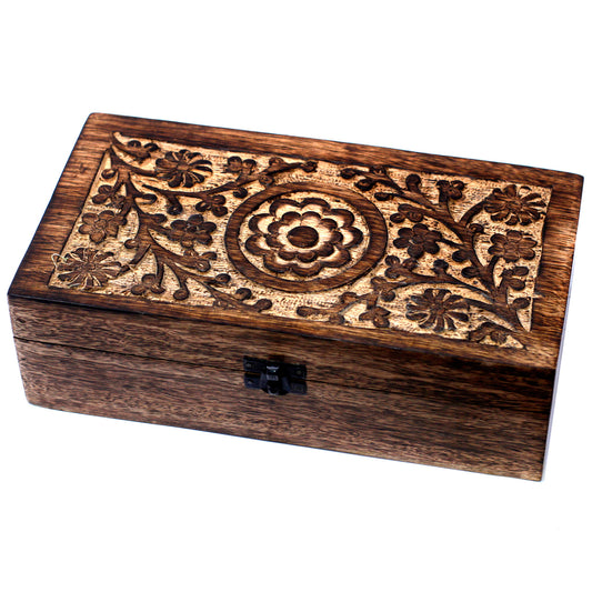 Aromatherapy Floral Carved Box, (Holds 32 x 10ml Bottles)