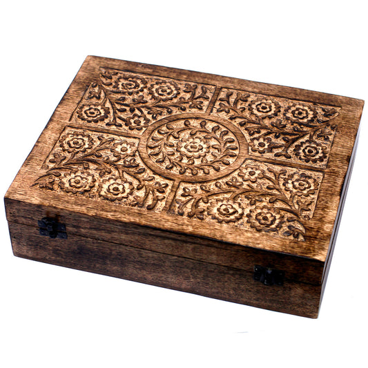 Aromatherapy Floral Carved Box, (Holds 80x 10ml Bottles)